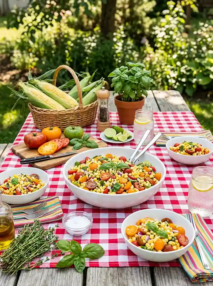 Corn Tomato Basil Picnic Salad 4 picnic side salad