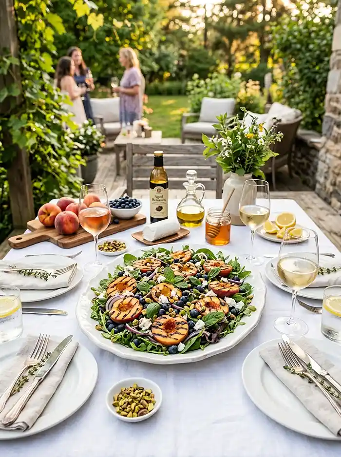 Grilled Peach Blueberry Pistachio Salad 4 pistachio salad