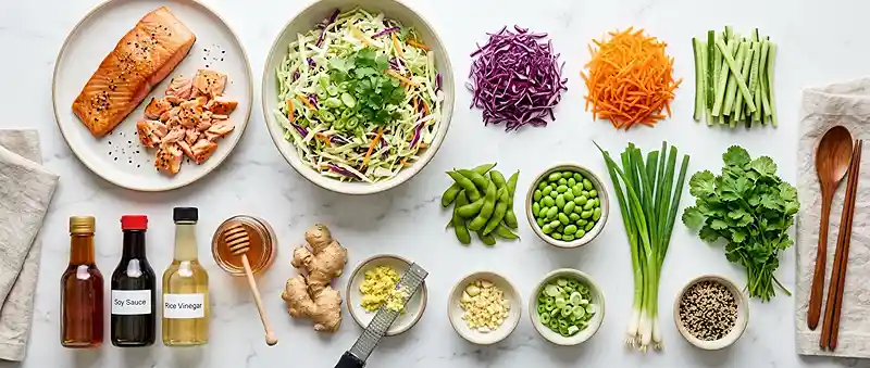Ginger Sesame Salmon Slaw Salad 2 salmon slaw salad
