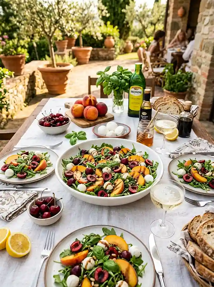 Summer Cherry Peach Mozzarella Salad 4 summer entertaining salad