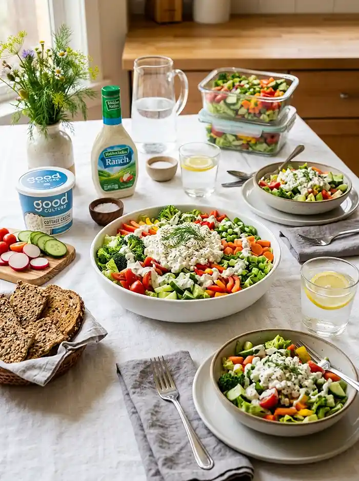 Cottage Cheese Ranch Chopped Veggie Salad 4 veggie salad