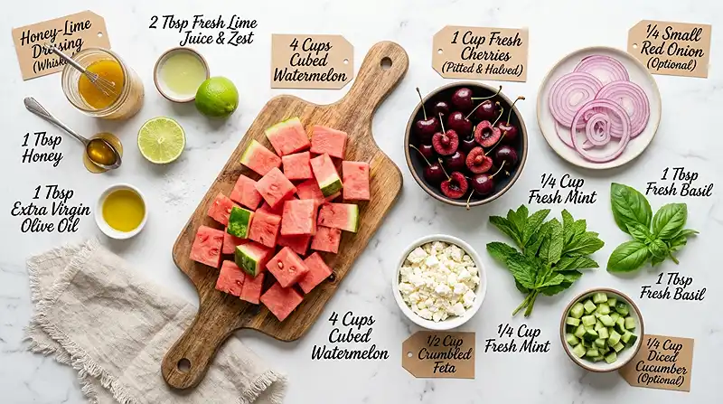 Watermelon Cherry Feta Salad 2 watermelon cherry salad