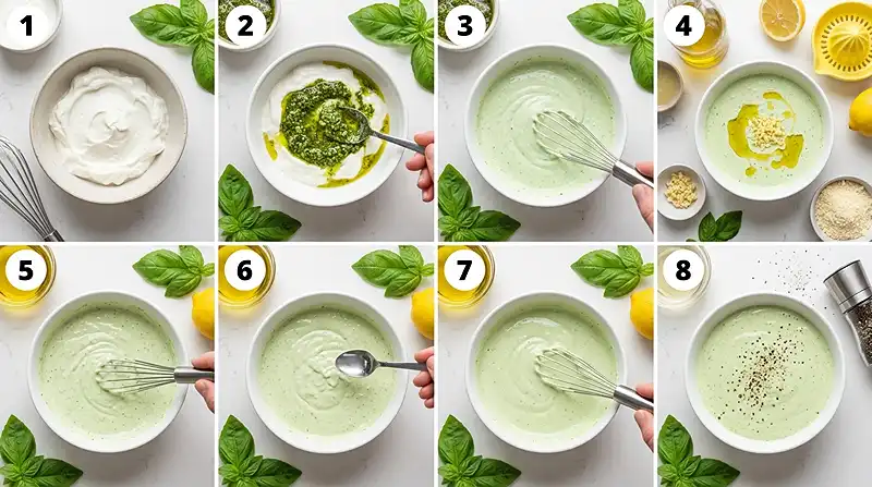 Creamy Basil Pesto Yogurt Dressing 3 yogurt dressing