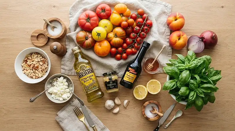 Best Tomato Nectarine Basil Almond Salad Recipe
