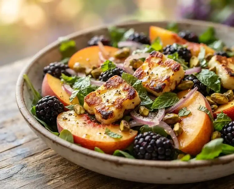 Blackberry Peach Mint Halloumi Salad