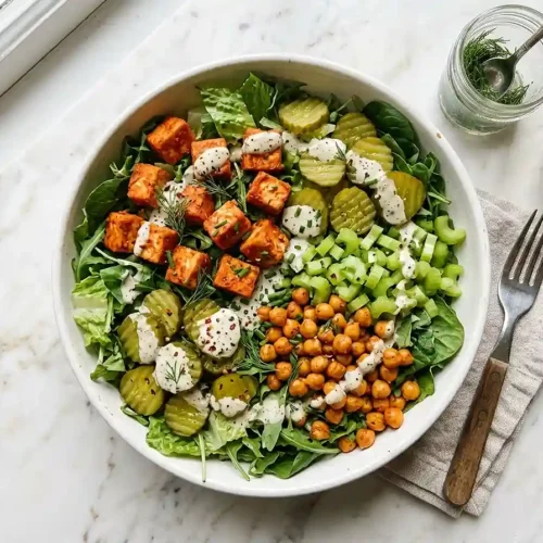 Buffalo Ranch Tofu Pickle Salad