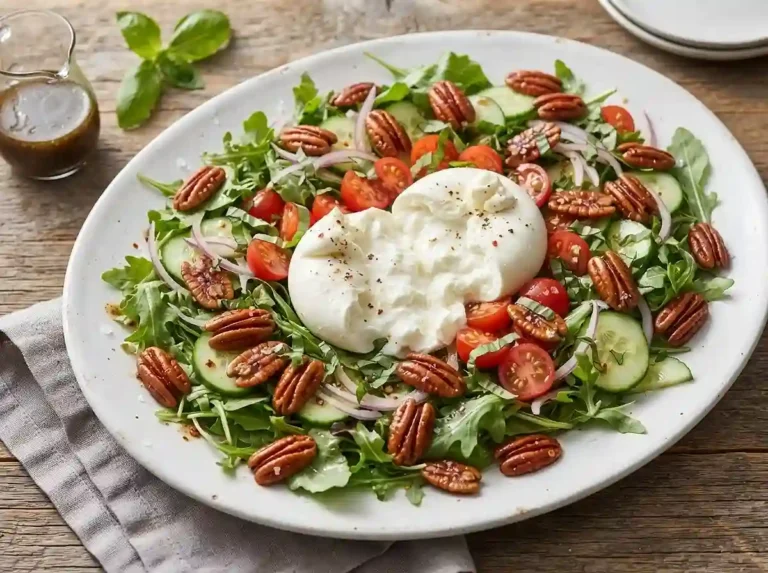 Burrata Greens with Hot Honey Pecans