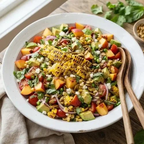 Charred Corn Nectarine Avocado Salad