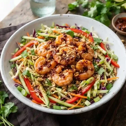 Chili Crisp Shrimp Slaw Bowl