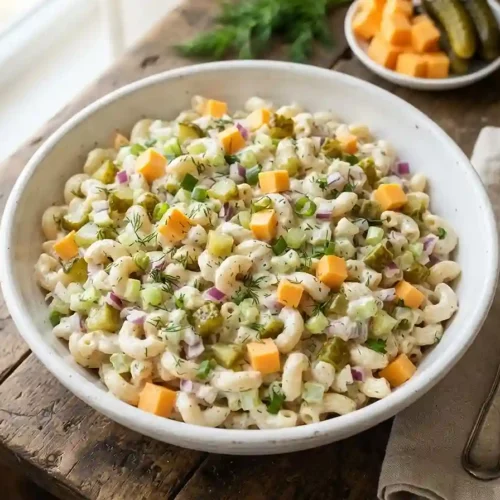 Creamy Ranch Pickle Mac Salad