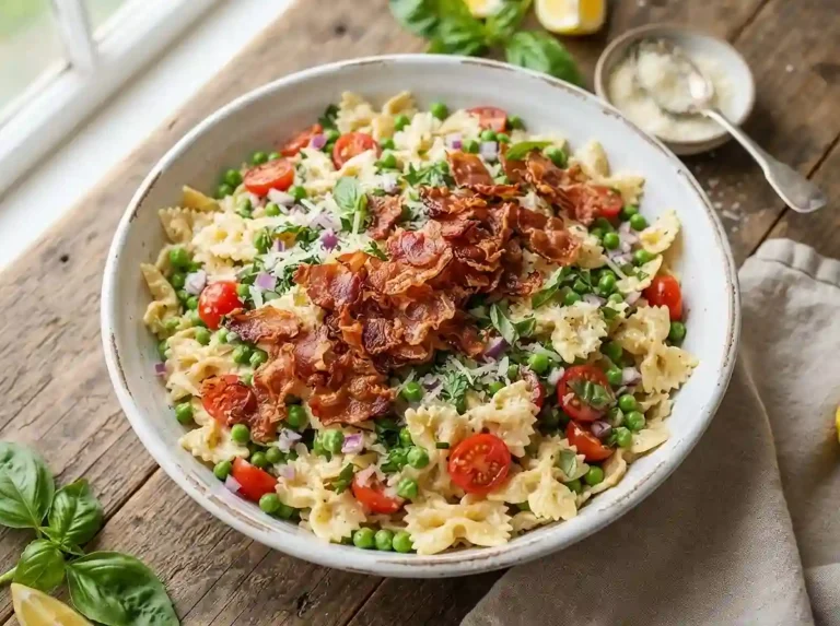 Crispy Prosciutto Pea Pasta Salad