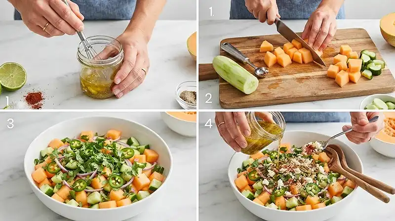 Cantaloupe Cucumber Chili Lime Salad 3 Easy Cantaloupe Cucumber Salad with Chili Lime Dressing