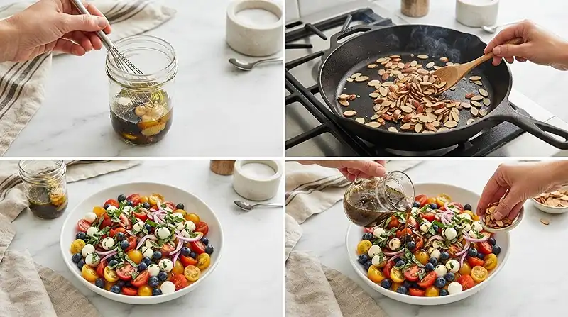 Easy Cherry Tomato Blueberry Salad with Mozzarella