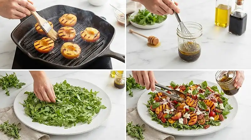 Grilled Peach Cherry Tomato Goat Cheese Salad 3 Easy Grilled Peach Salad with Cherry Tomatoes and Goat Cheese