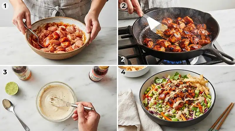 Easy Korean Gochujang Chicken Slaw Bowl