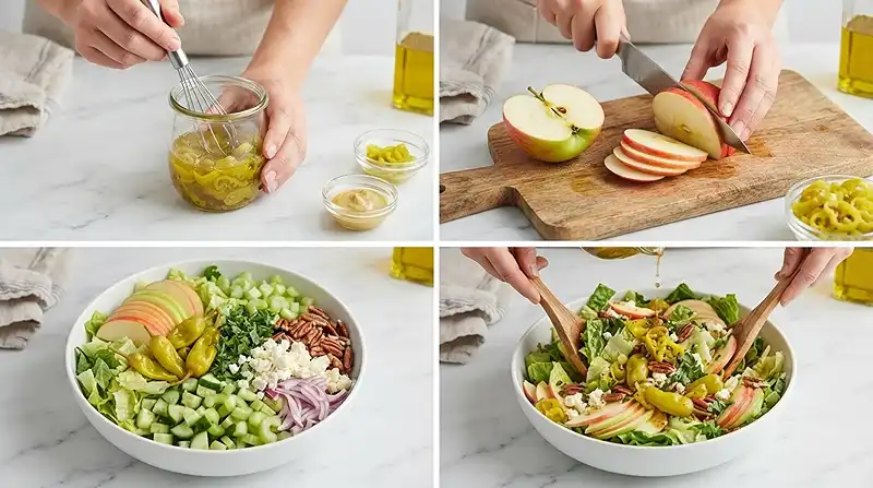 Easy Romaine Apple Salad with Pepperoncini