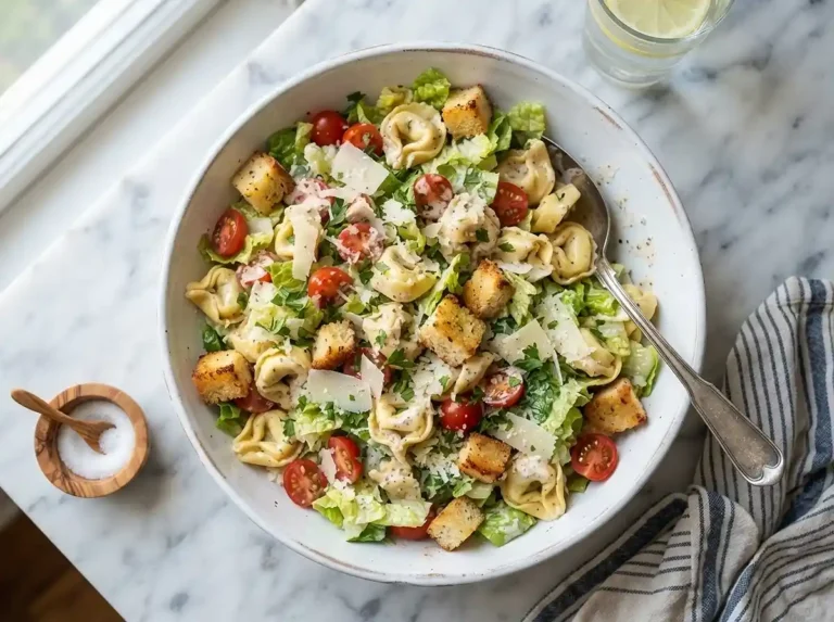 Garlic Bread Caesar Tortellini Salad