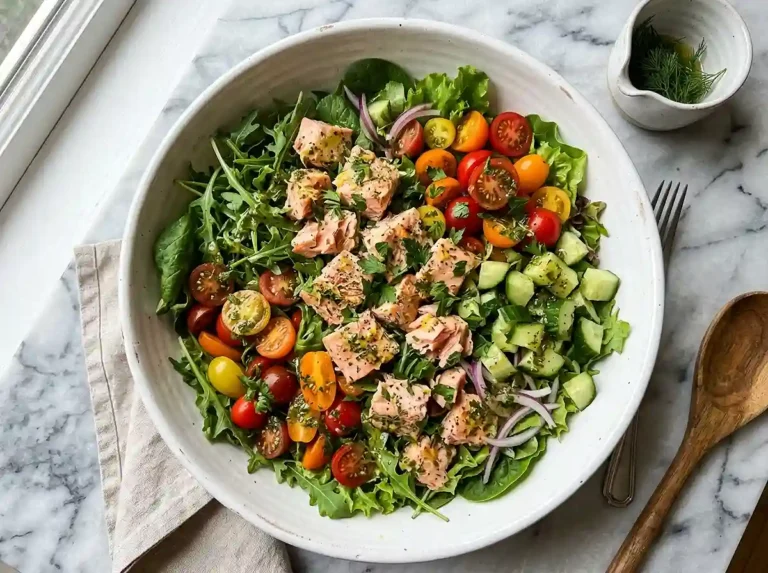 Garlic Herb Salmon Tomato Salad