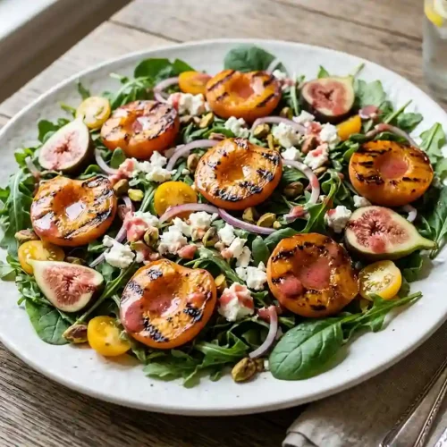 Grilled Apricot Arugula Goat Cheese Salad