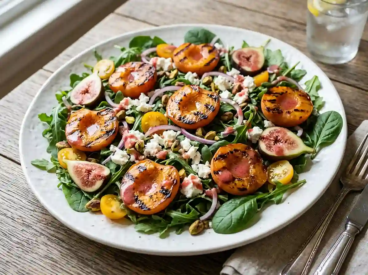 Grilled Apricot Arugula Goat Cheese Salad