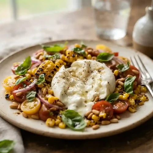 Grilled Corn Tomato Burrata Basil Salad 5 Grilled Corn Tomato Burrata Basil Salad