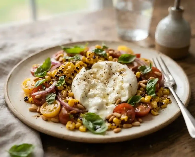 Grilled Corn Tomato Burrata Basil Salad