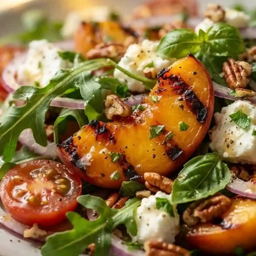 Grilled Peach Cherry Tomato Goat Cheese Salad 5 Grilled Peach Cherry Tomato Goat Cheese Salad