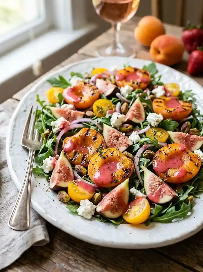 Healthy Arugula Salad with Grilled Apricots