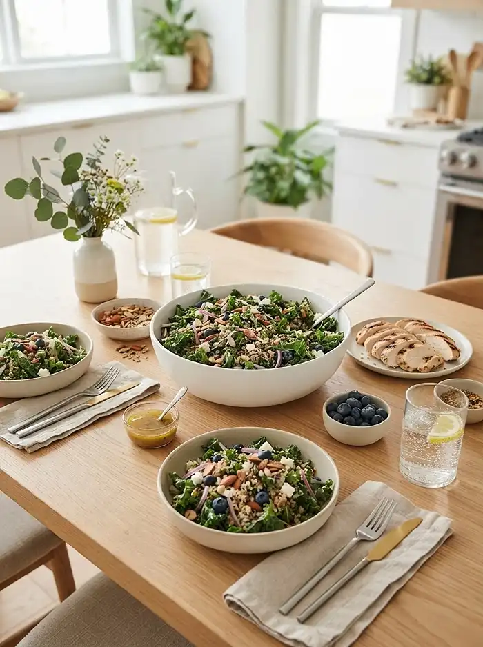 Kale Blueberry Almond Crunch Salad 4 Healthy Kale Crunch Salad for Lunch