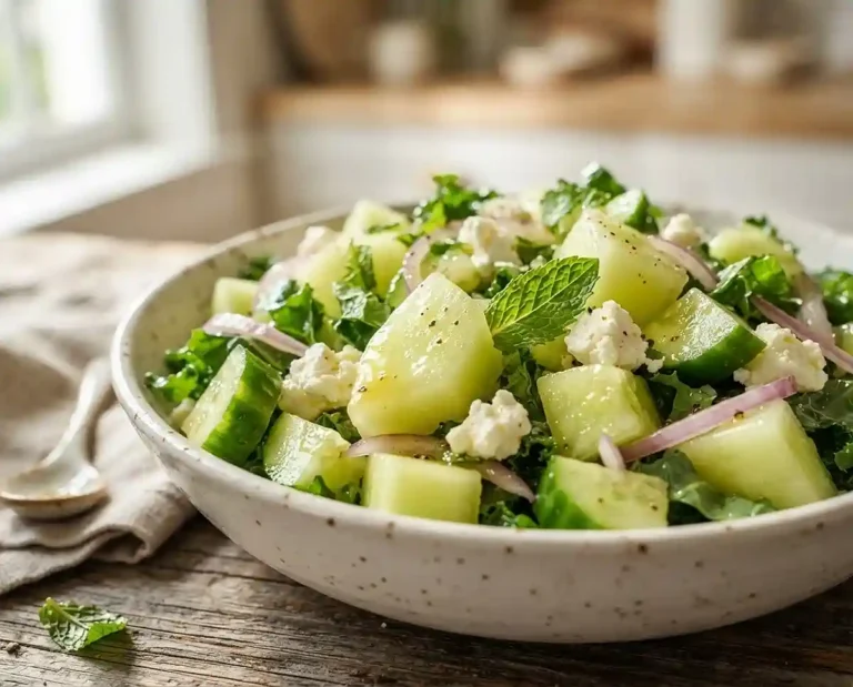 Honeydew Cucumber Mint Feta Salad