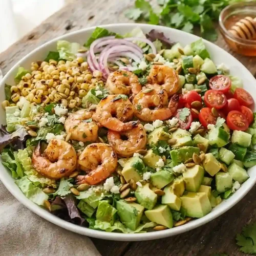 Hot Honey Shrimp Avocado Salad