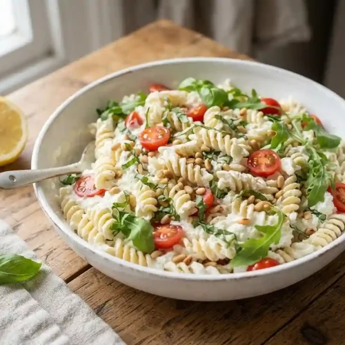 Lemon Basil Ricotta Pasta Salad