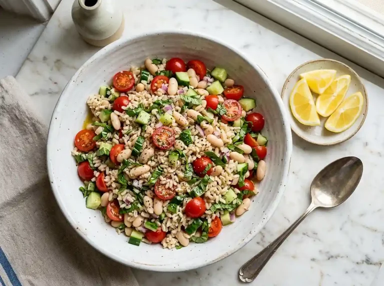 Lemon Basil White Bean Rice Salad