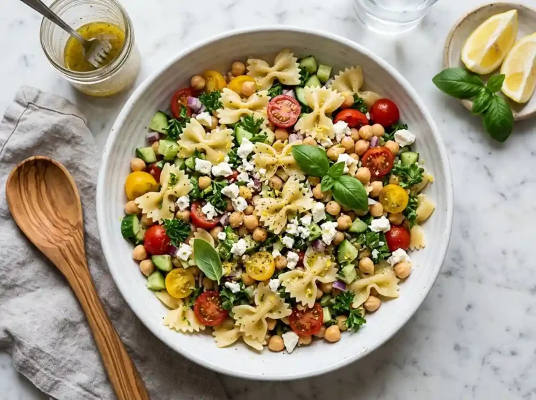 Lemony Chickpea Farfalle Salad