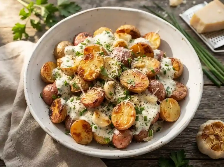 Roasted Garlic Parmesan Potato Salad