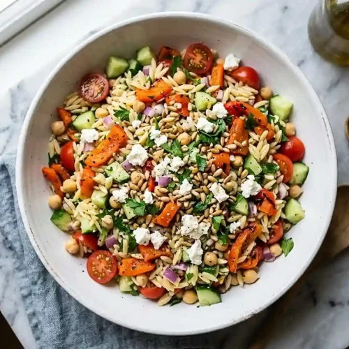 Roasted Red Pepper Orzo Crunch Salad 5 Roasted Red Pepper Orzo Crunch Salad