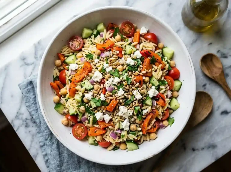 Roasted Red Pepper Orzo Crunch Salad