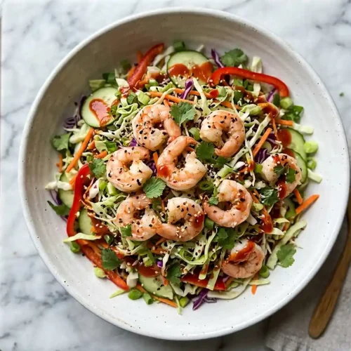 Sriracha Lime Shrimp Cabbage Salad