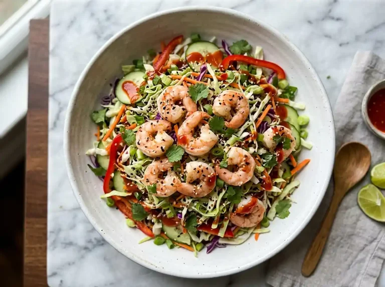 Sriracha Lime Shrimp Cabbage Salad