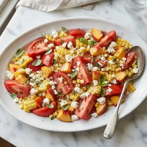 Sweet Corn Peach Tomato Salad