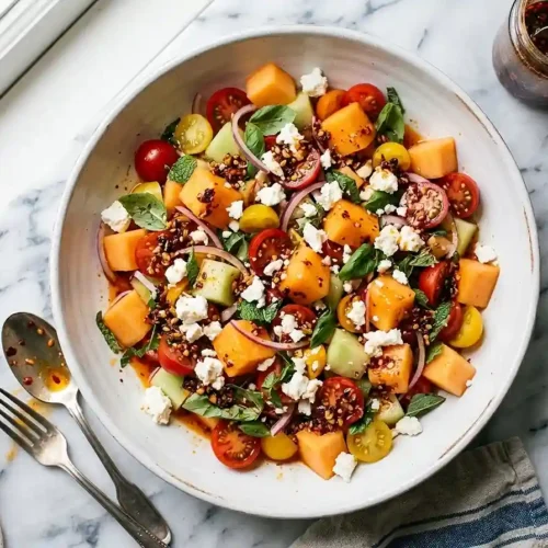 Tomato Melon Chili Crisp Salad 5 Tomato Melon Chili Crisp Salad
