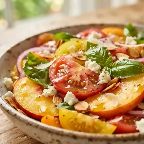 Tomato Nectarine Basil Almond Salad
