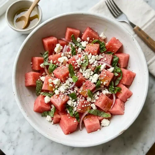 Watermelon Basil Cotija Salad