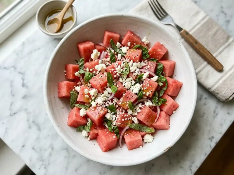 Watermelon Basil Cotija Salad