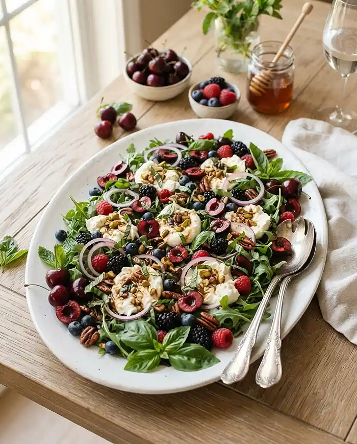 Cherry Berry Burrata Rocket Salad 4 arugula salad