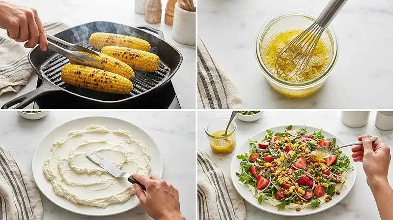 Strawberry Corn Basil Ricotta Salad 3 basil ricotta salad