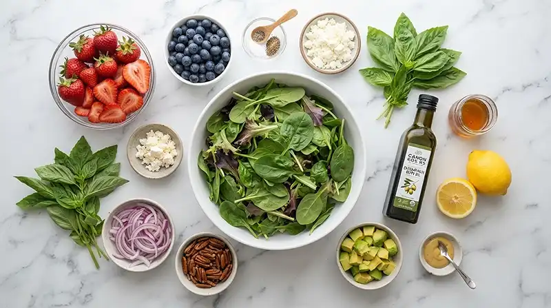 Strawberry Blueberry Basil Salad 2 berry basil salad