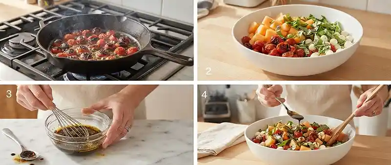 Blistered Tomato Cantaloupe Basil Salad 3 cantaloupe basil salad