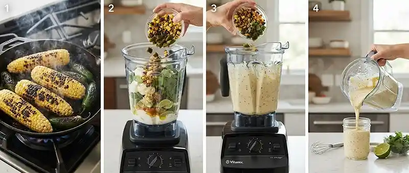 Roasted Corn Jalapeno Dressing 3 corn jalapeno dressing