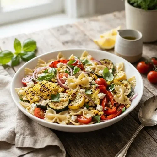 Charred Veggie Farfalle Salad 5 farfalle pasta salad